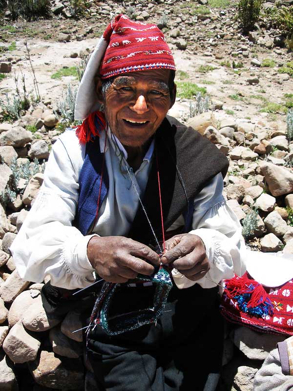 Taquile island weaving man