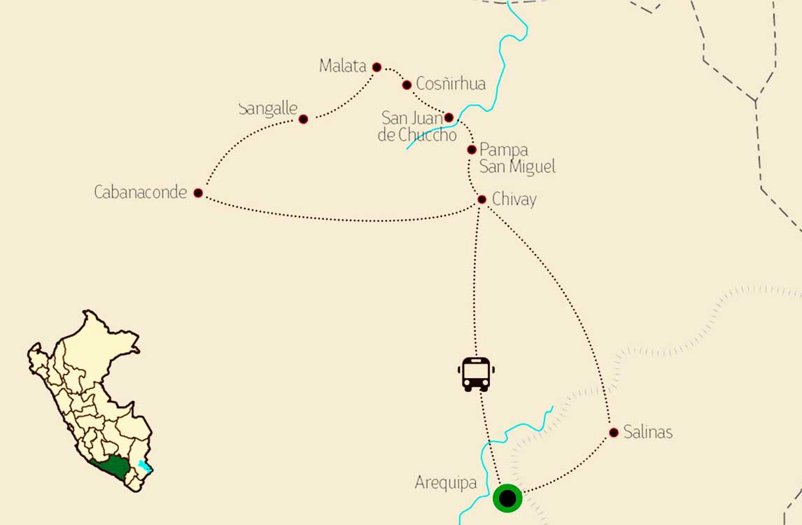 How Far is Colca Canyon from Arequipa map